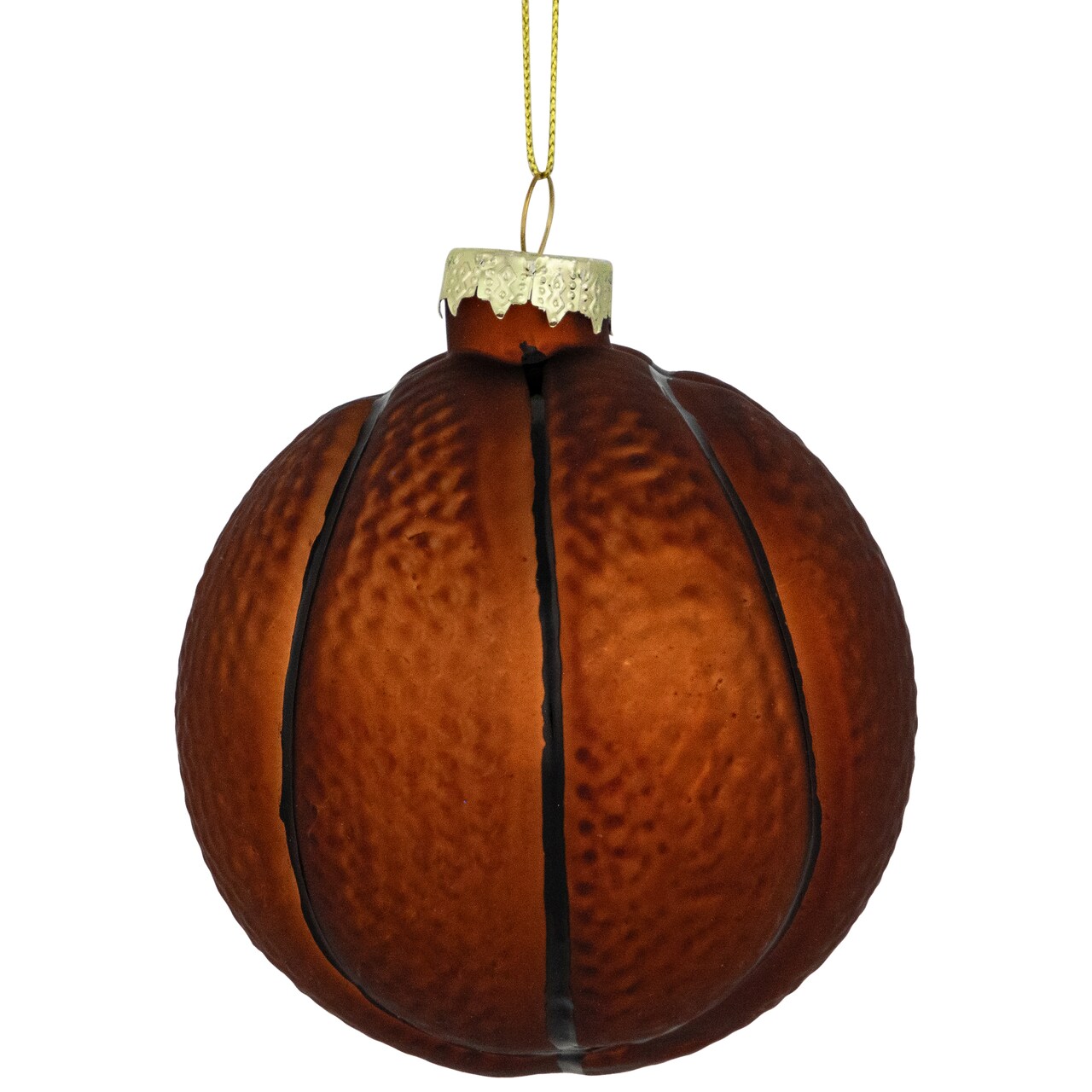 Northlight Basketball Glass Christmas Hanging Ornament - 3.5" - Orange and Black